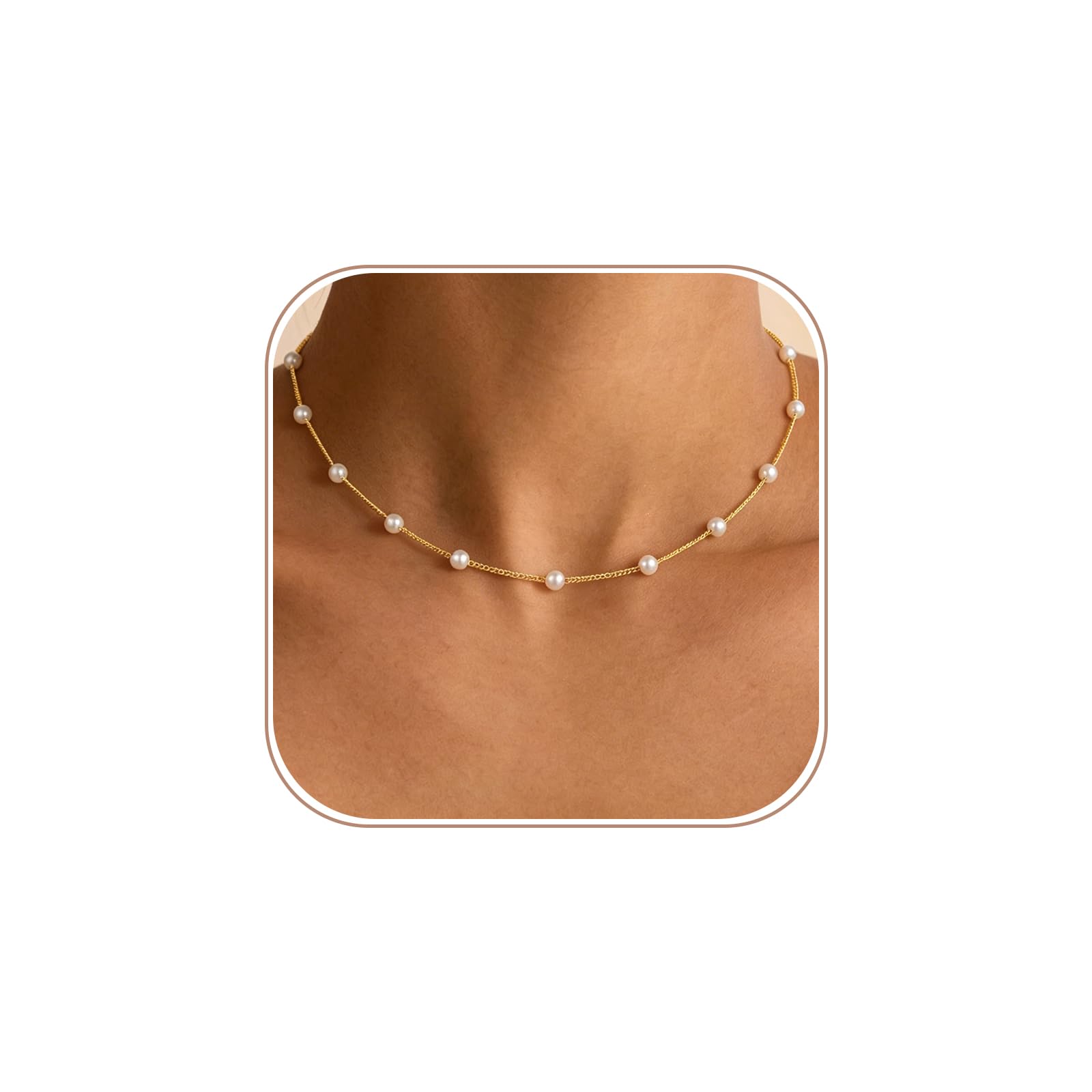 Gold Pearl Necklaces for Women - White Pearls Jewelry Gifts Wedding Bride Bridesmaid Jewelry