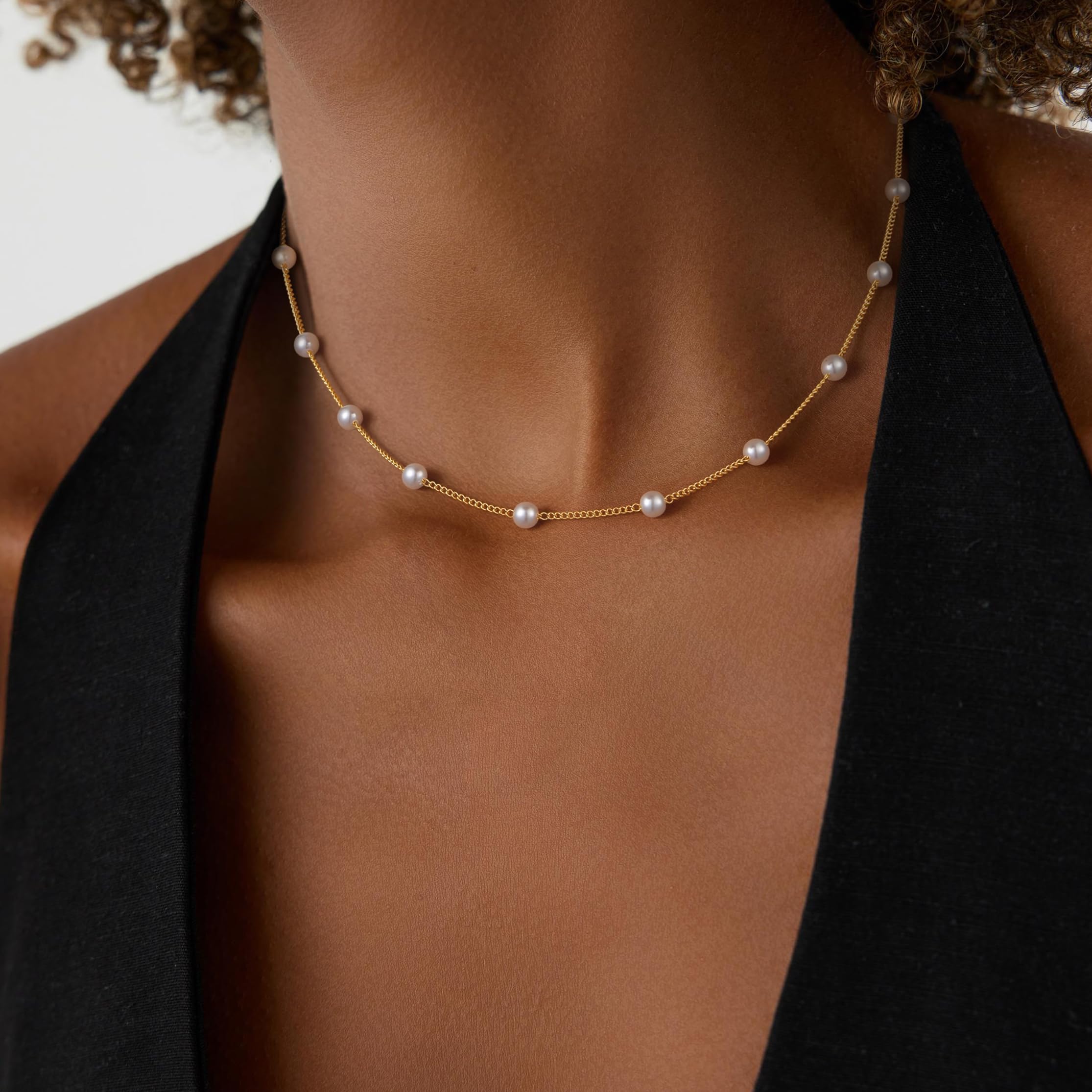 Gold Pearl Necklaces for Women - White Pearls Jewelry Gifts Wedding Bride Bridesmaid Jewelry thumbnail