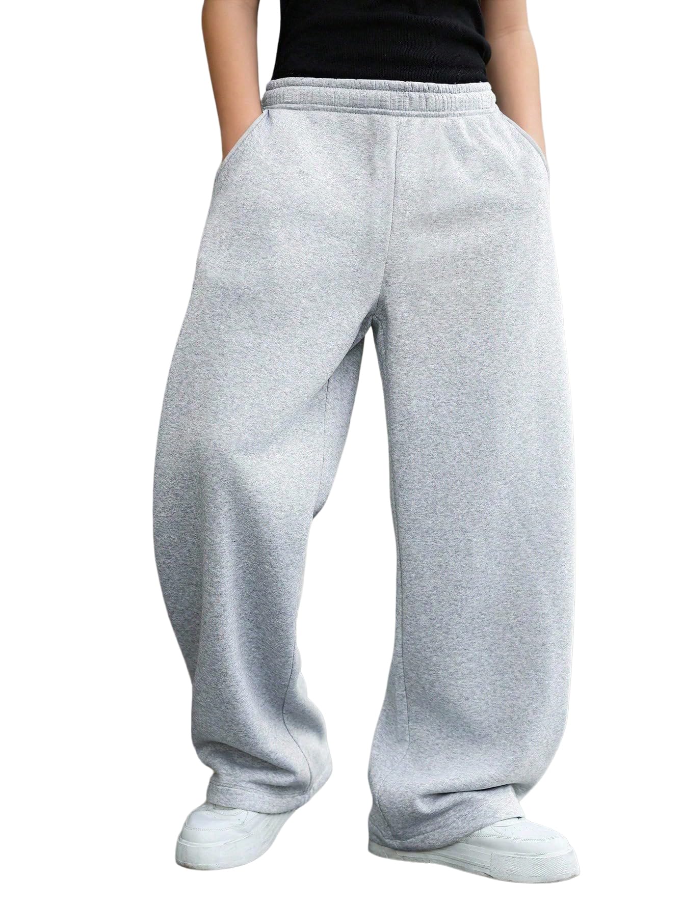 Verdusa Boys Baggy Sweatpants Wide Leg Athletic Pants with Pockets