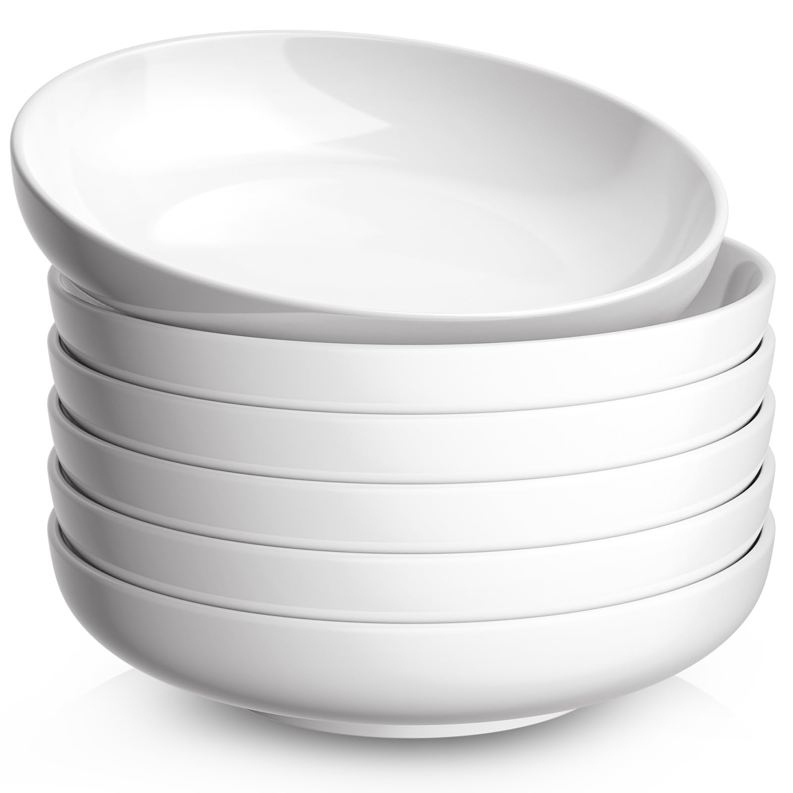 Quatish Pasta Bowls Plates Set of 6, Ceramic Salad Soup Bowls for Dinner thumbnail