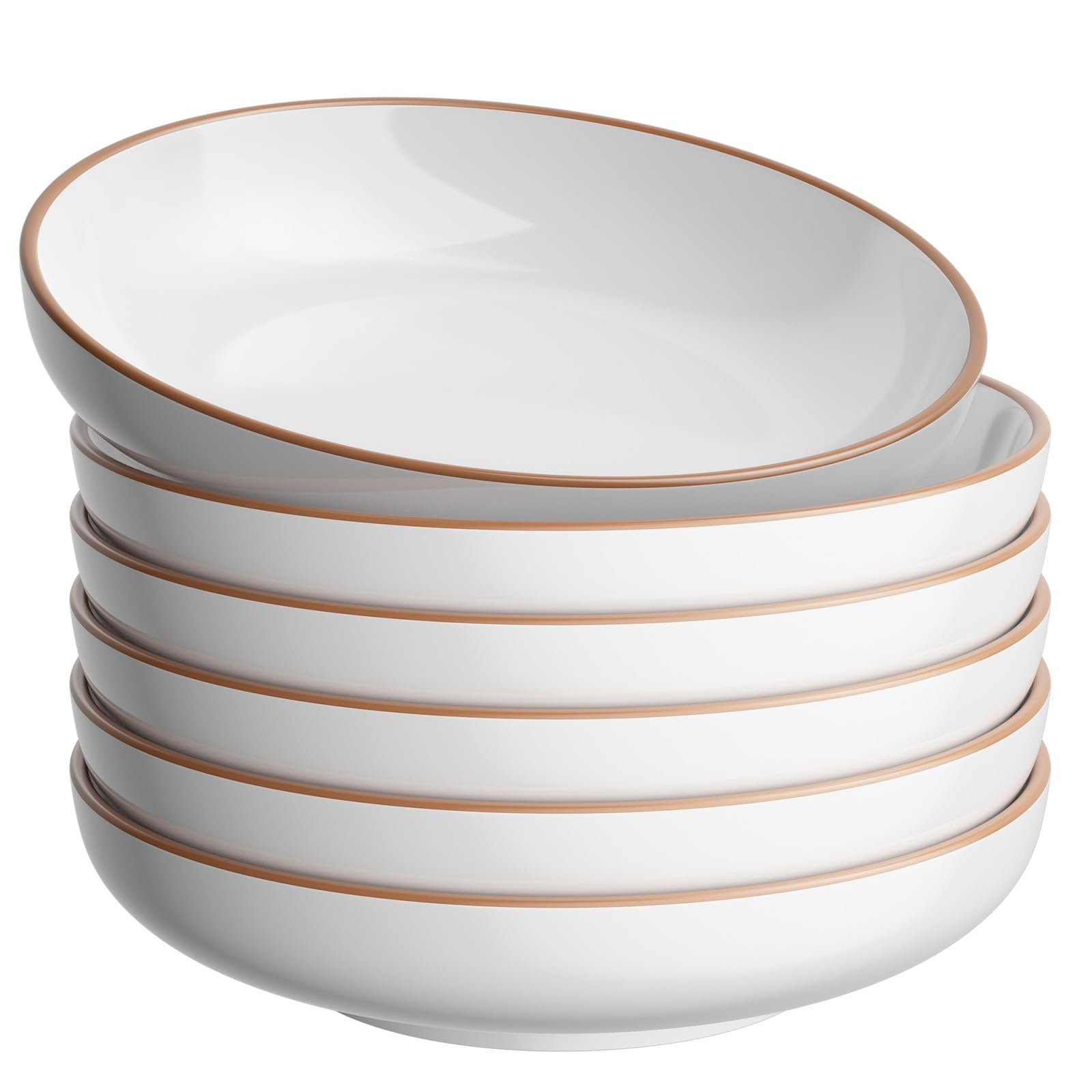 Quatish Pasta Bowls Plates Set of 6, Ceramic Salad Soup Bowls for Dinner thumbnail