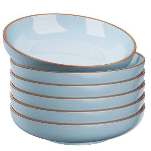 Quatish Pasta Bowls Plates Set of 6, Ceramic Salad Soup Bowls for Dinner thumbnail