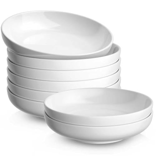 Quatish Pasta Bowls Plates Set of 6, Ceramic Salad Soup Bowls for Dinner thumbnail