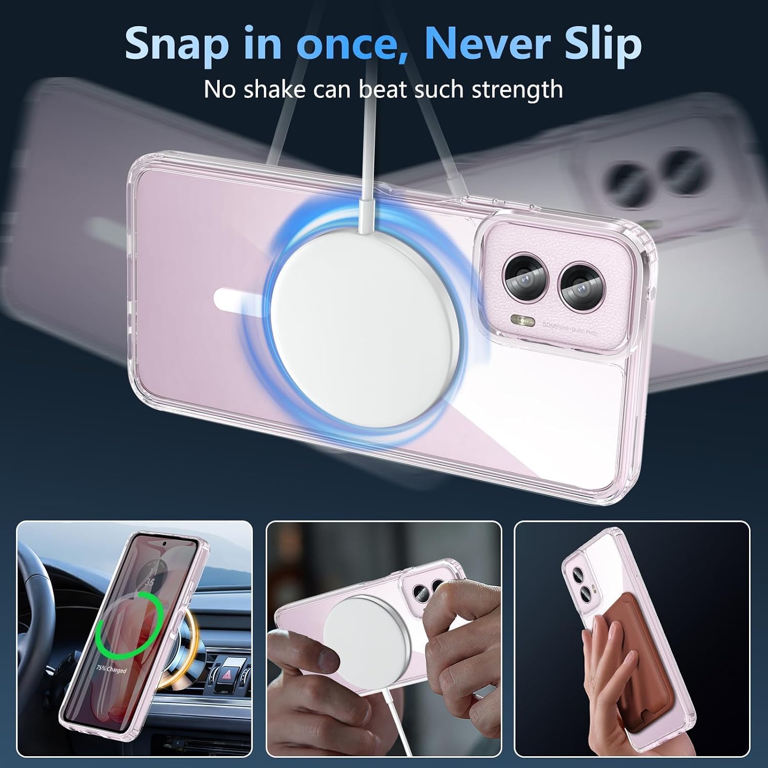for Motorola Moto G Power 2024 Case Clear,Magnetic Moto G Power 2024 Phone Case with Screen Protector X2 [Compatible with MagSafe],Shockproof Transparent Cover for Motorola G Power 5G 2024 thumbnail
