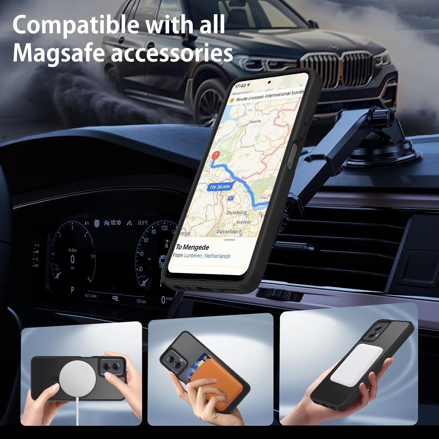 for Motorola Moto G Power 2024 Case,Magnetic Moto G Power 2024 Phone Case with Screen Protector X2 [Compatible with MagSafe], Translucent Matte Shockproof Cover for Moto G Power 5G 2024-Black thumbnail