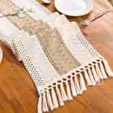 FEXIA Boho Table Runner with Tassels for Home Decor 12x72 Inches Green thumbnail
