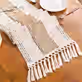 FEXIA Boho Table Runner with Tassels for Home Decor 12x72 Inches Green thumbnail