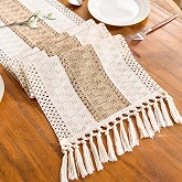 FEXIA Boho Table Runner with Tassels for Home Decor 12x72 Inches Green thumbnail