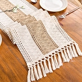 FEXIA Boho Table Runner with Tassels for Home Decor 12x72 Inches Green thumbnail