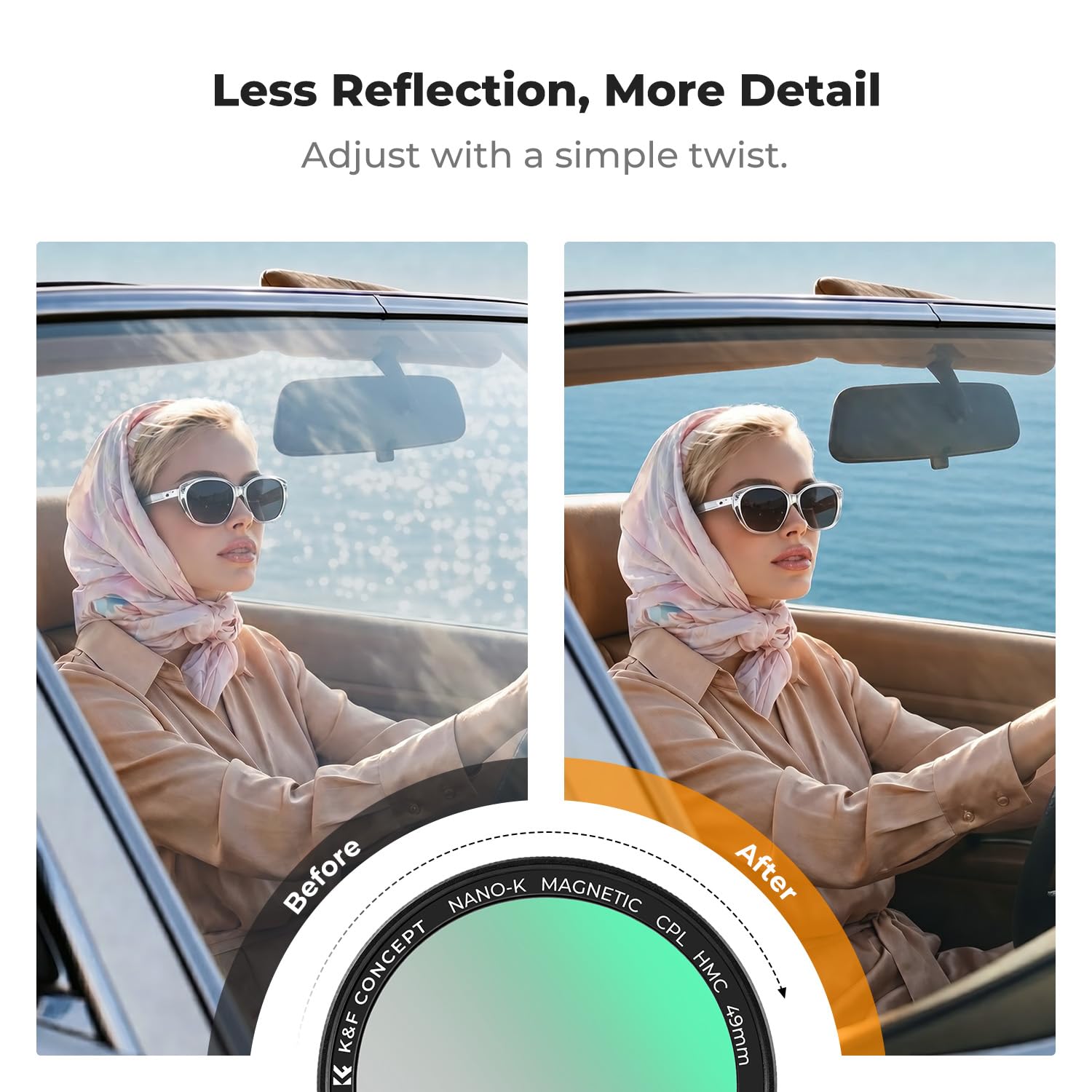 K&F CONCEPT Magnetic CPL Filter Set Compatible with iPhone 17 Pro & Pro Max, 49mm Phone Lens Filter Kit with Direct-Fit Camera Base, Case Compatible Circular Polariser for iPhone thumbnail