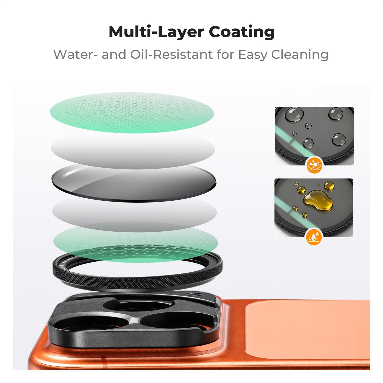 K&F CONCEPT Magnetic CPL Filter Set Compatible with iPhone 17 Pro & Pro Max, 49mm Phone Lens Filter Kit with Direct-Fit Camera Base, Case Compatible Circular Polariser for iPhone thumbnail