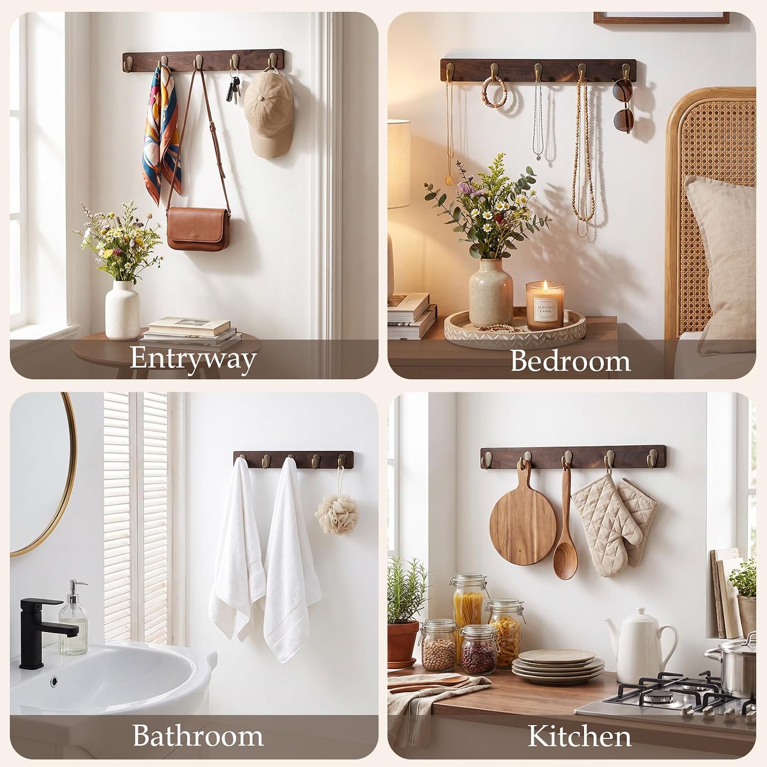 3 Pack Mug Holder Wall Mounted, Rustic Coffee Mug Rack with 15 Hooks thumbnail