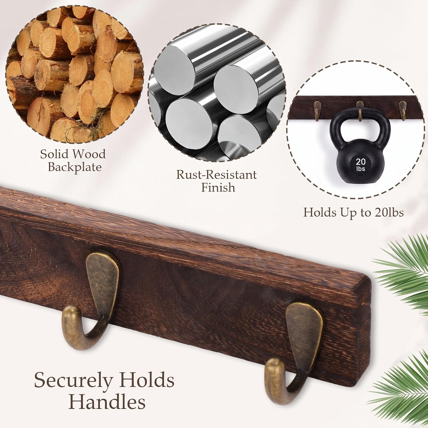 3 Pack Mug Holder Wall Mounted, Rustic Coffee Mug Rack with 15 Hooks thumbnail