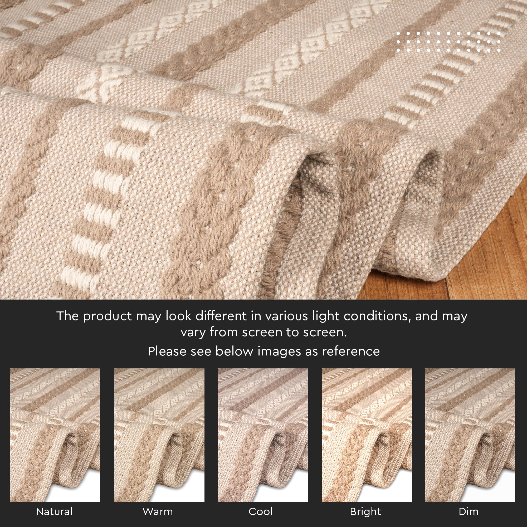 Encasa XO Boho Cotton Table Runner, Woven Jacquard 13"x94" Beige thumbnail