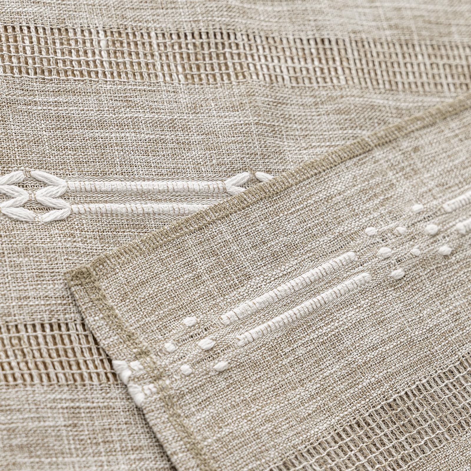 Rustic Linen Farmhouse Table Runner, Woven Boho Table Runner 13" × 60" thumbnail