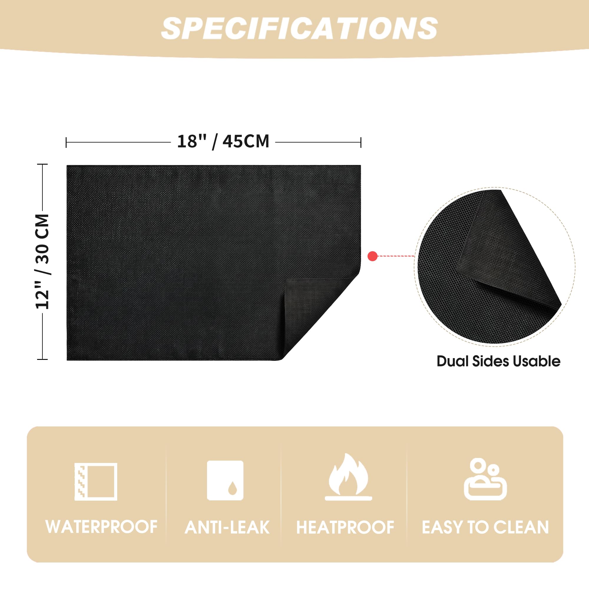 Artoid Mode Reversible Cloth Placemats Set of 4, Washable Heat Resistant Linen Table Mats for Farmhouse Kitchen Dining, Black thumbnail