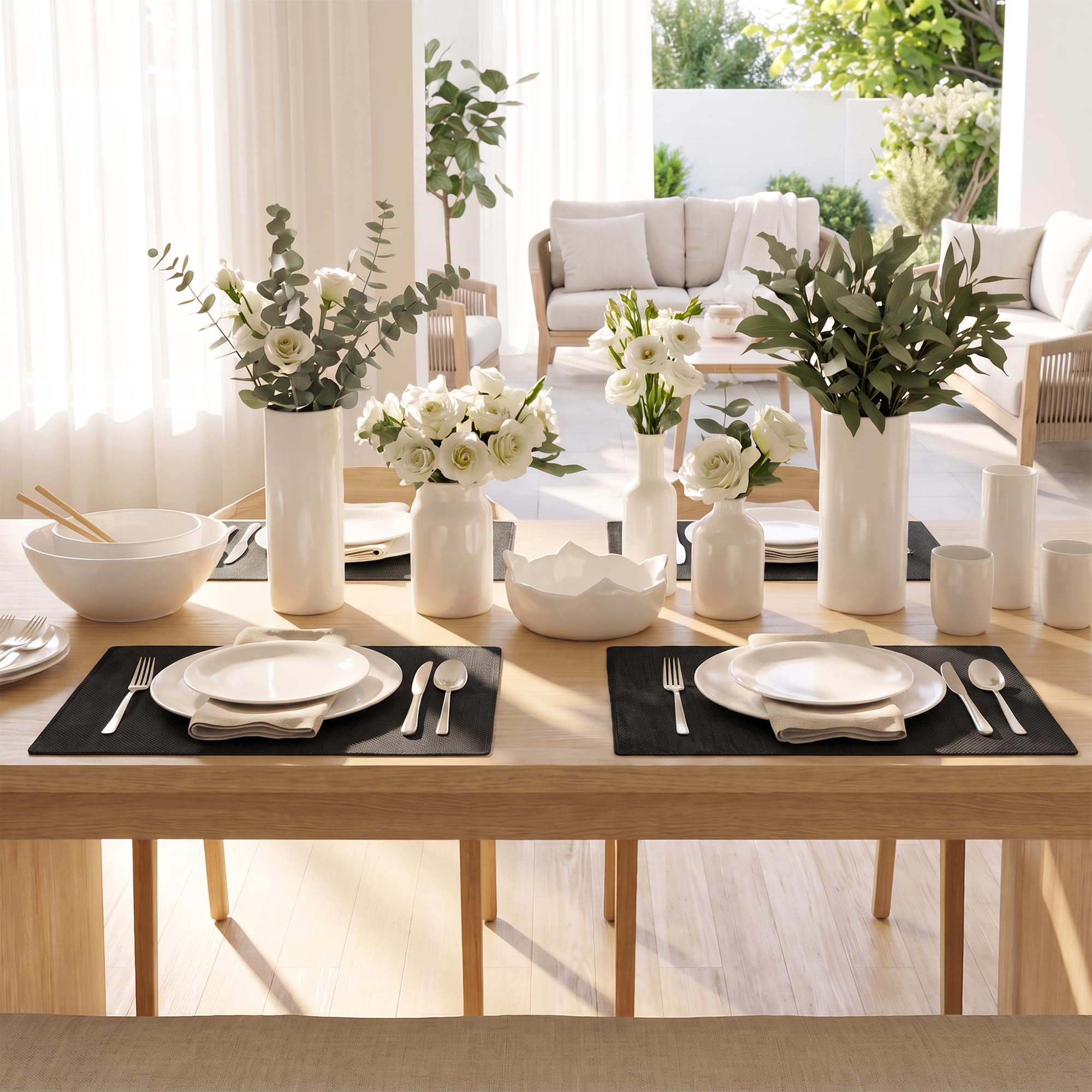 Artoid Mode Reversible Cloth Placemats Set of 4, Washable Heat Resistant Linen Table Mats for Farmhouse Kitchen Dining, Black thumbnail