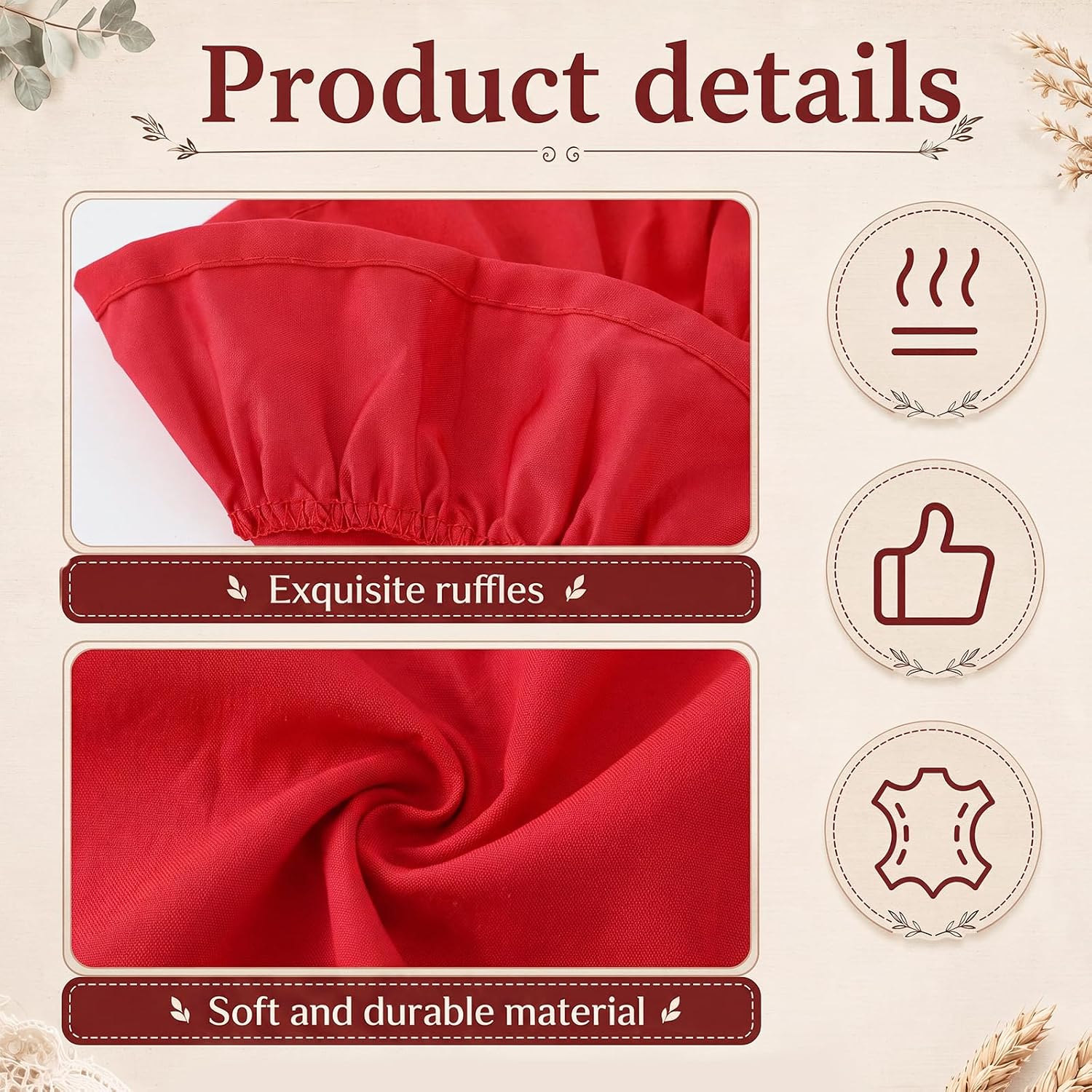 Fanfanwin 7 Pcs Red Ruffle Placemat with Table Runner Christmas Decor thumbnail