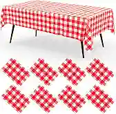 SmoothNovelty 54 x 80 Inch Christmas Plaid Tablecloth Rectangle, Red