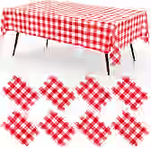 SmoothNovelty 54 x 80 Inch Christmas Plaid Tablecloth Rectangle, Red thumbnail