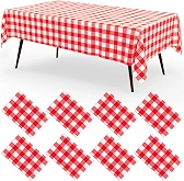 SmoothNovelty 54 x 80 Inch Christmas Plaid Tablecloth Rectangle, Red thumbnail
