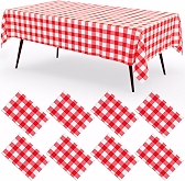 SmoothNovelty 54 x 80 Inch Christmas Plaid Tablecloth Rectangle, Red thumbnail