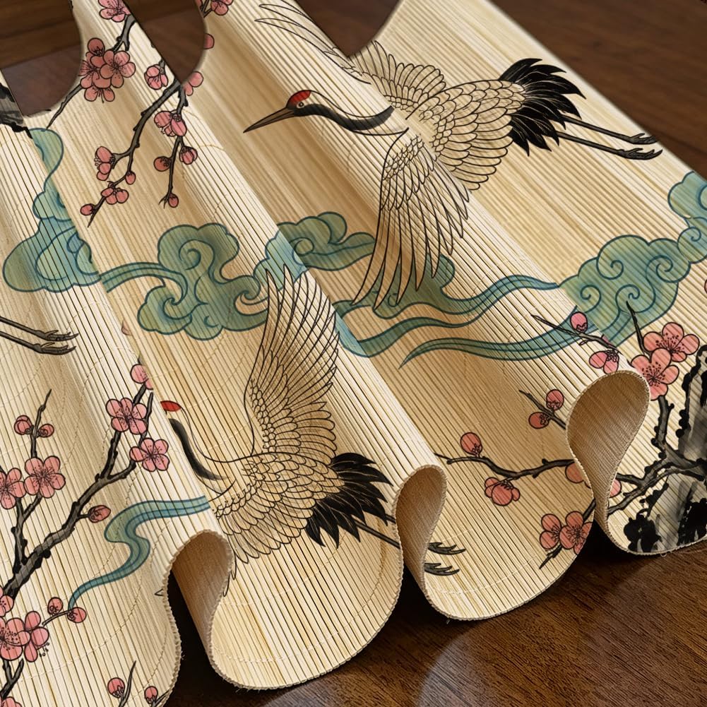 ANATTASOUL Crane Bamboo Table Runner for Home Kitchen Decor(47.2"*11.8") thumbnail