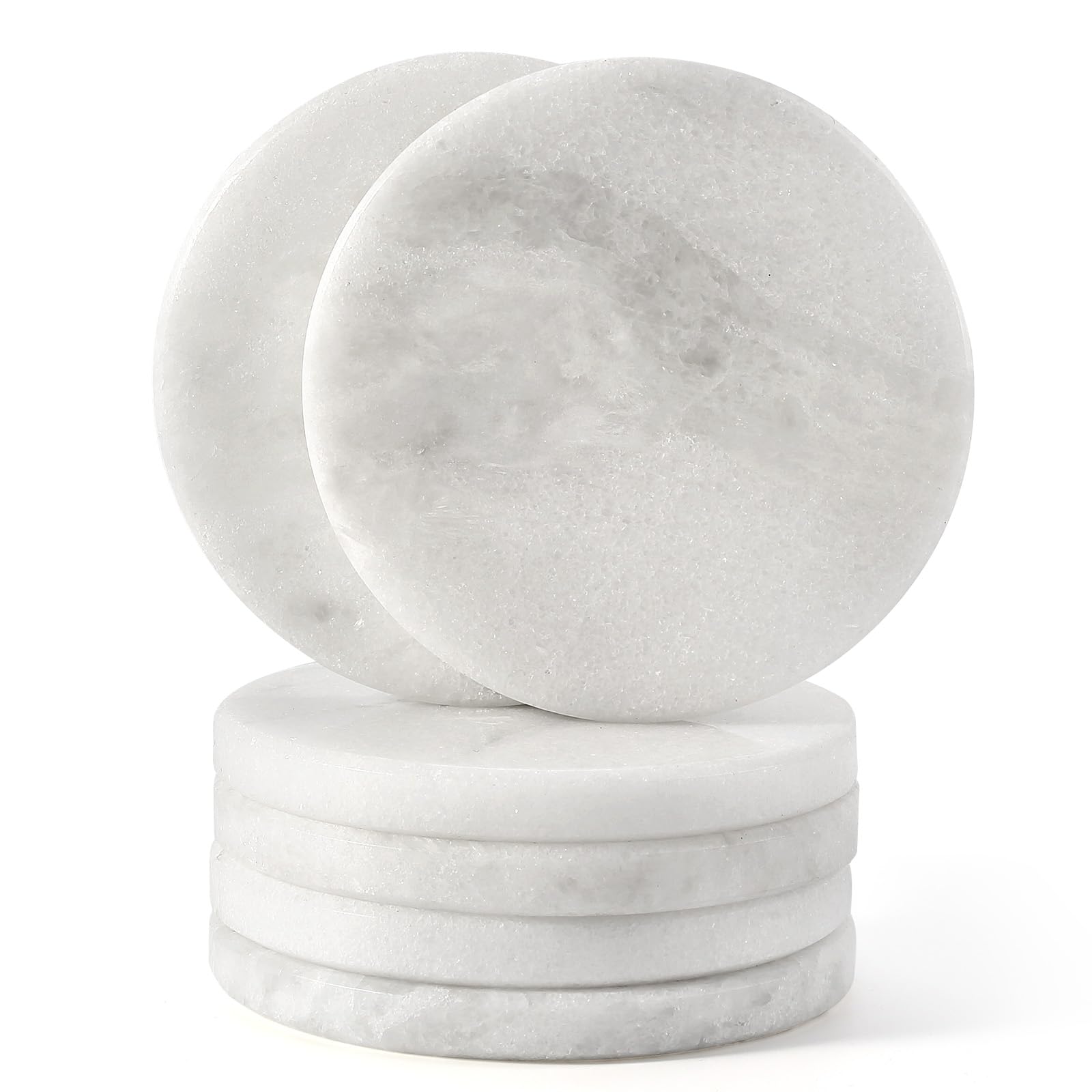 Koville Marble Napkin Holder for Table, 5" Natural Stone Napkin Holder for Kitchen Countertop Dining Room, Modern Napkin Dispenser for Cocktail Tissue Party Bar, Decorative Tissue Paper Holder(White)