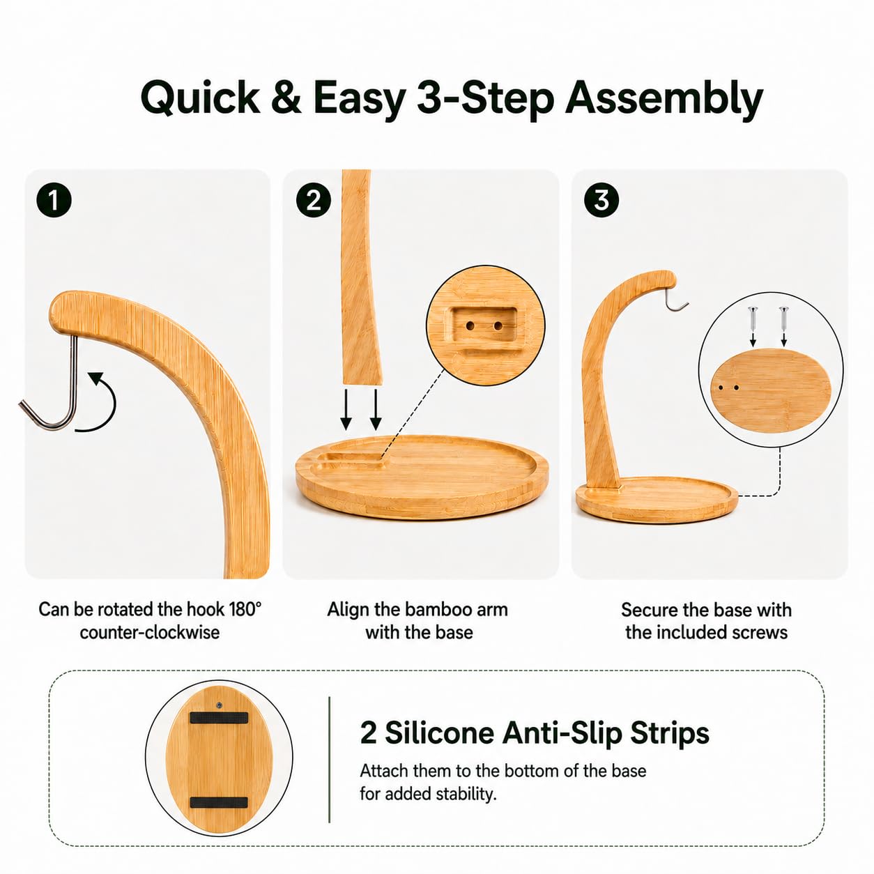 12.9" Bamboo Banana Holder with Fruit Tray, Banana Hanger Stand thumbnail
