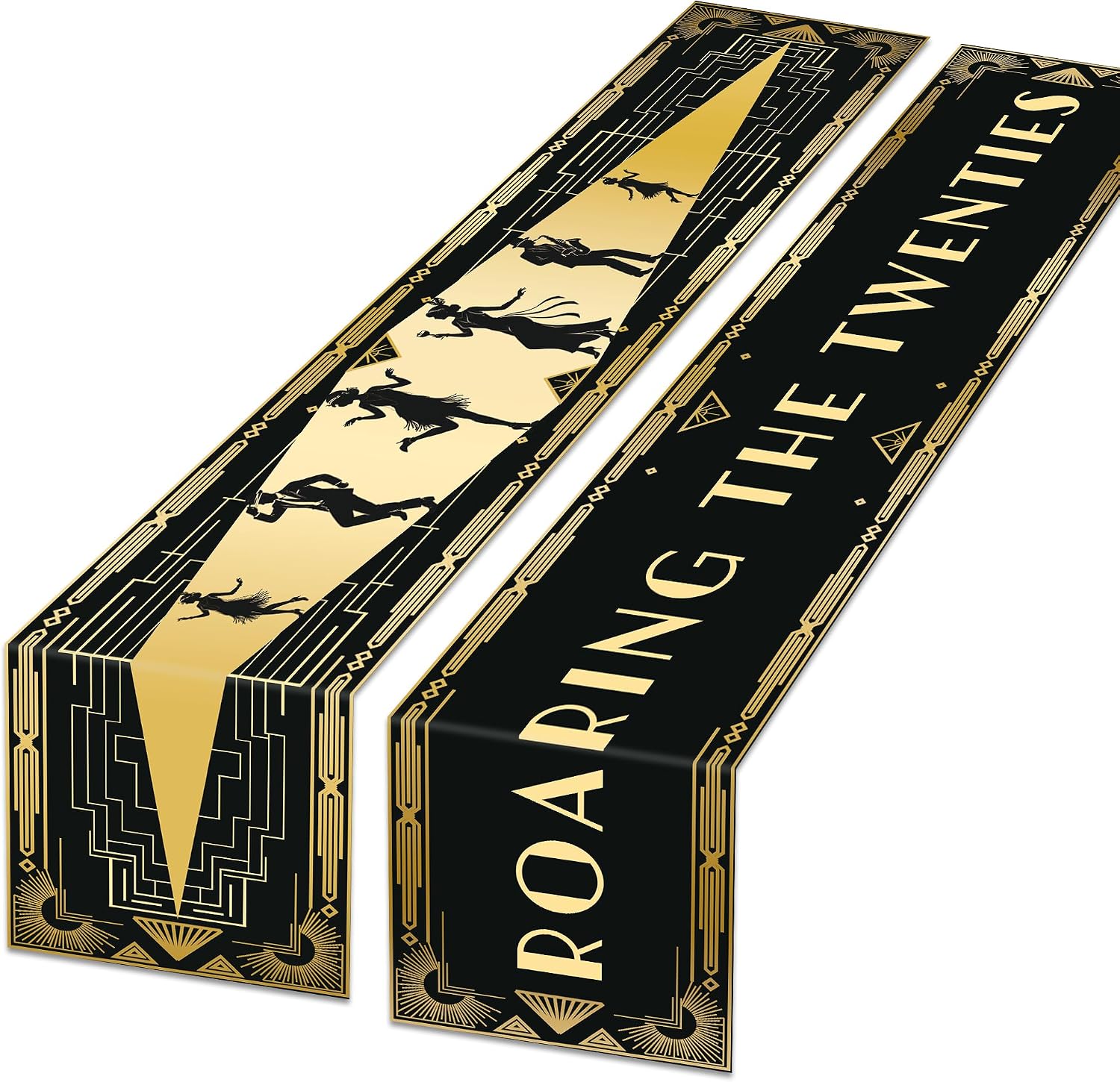 2PCS 1920s Party Decorations Table Runner, Roaring Twenties Kitchen Decor