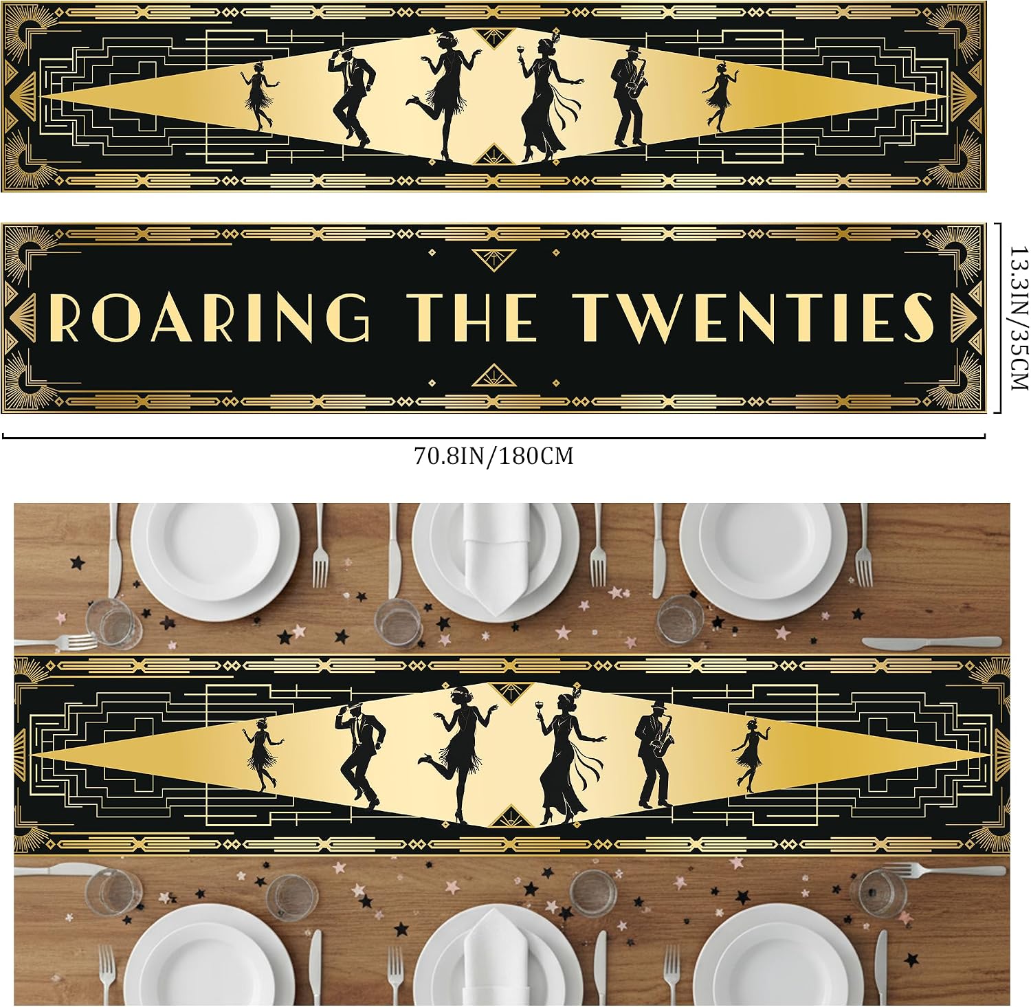 2PCS 1920s Party Decorations Table Runner, Roaring Twenties Kitchen Decor thumbnail