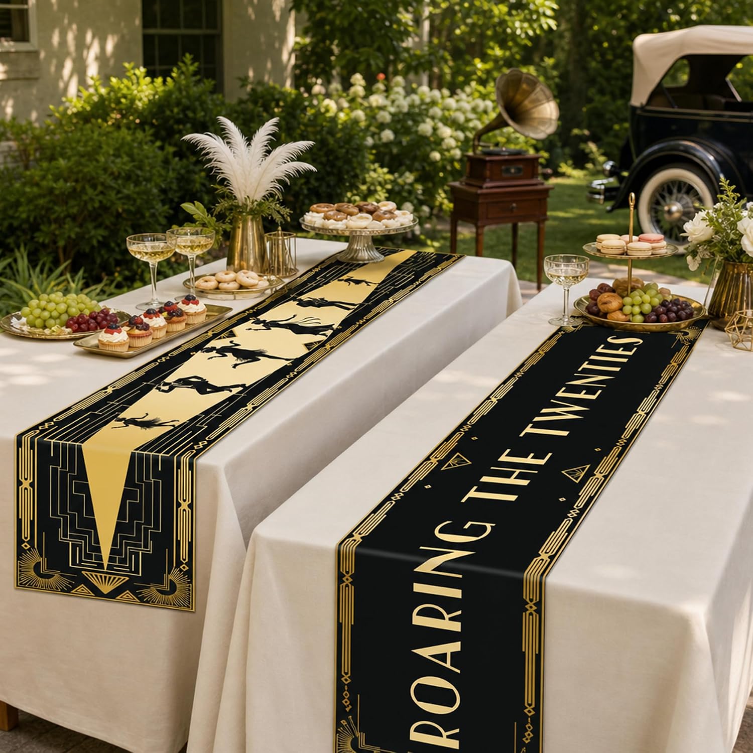 2PCS 1920s Party Decorations Table Runner, Roaring Twenties Kitchen Decor thumbnail