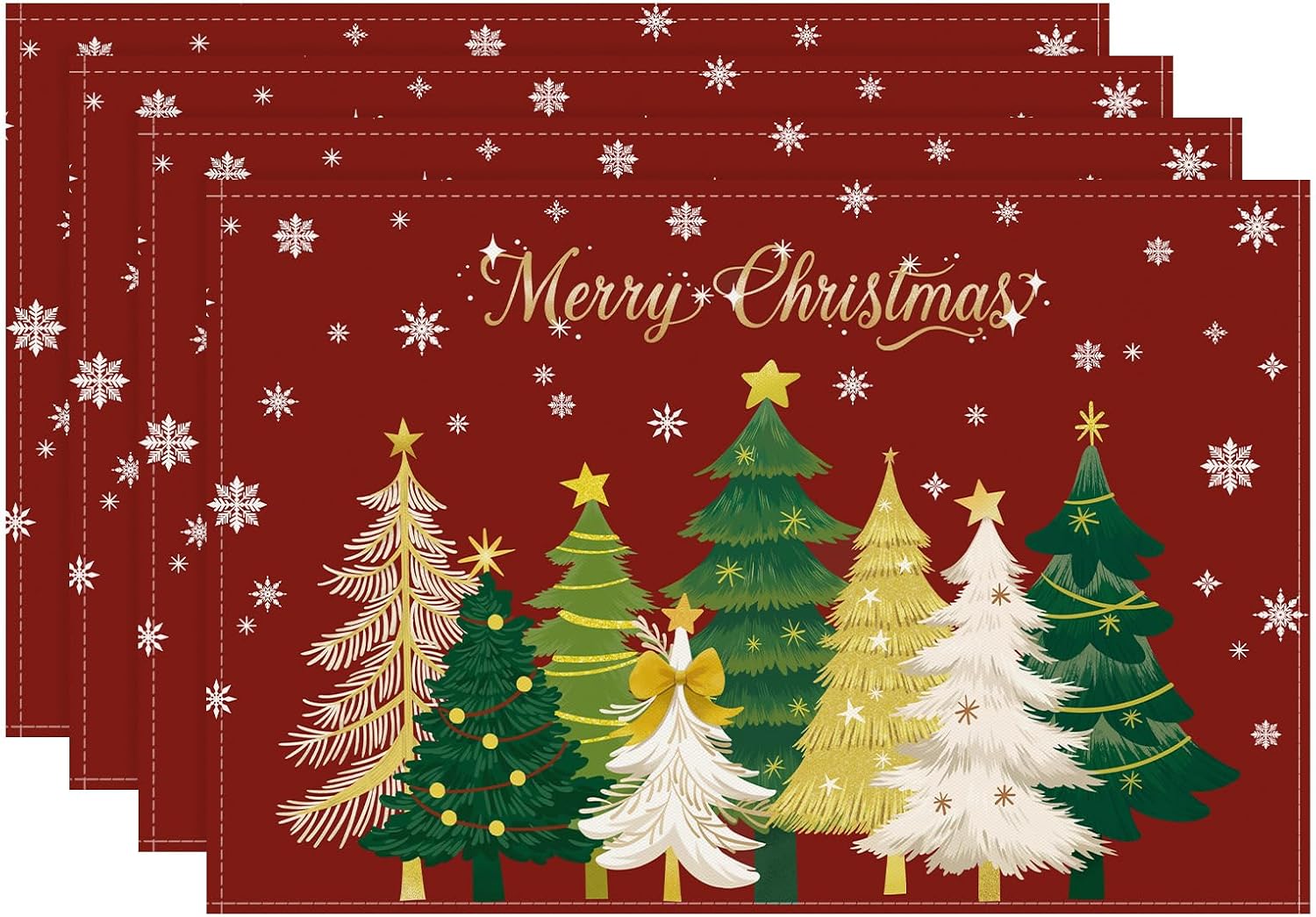 Bonhause Christmas Gingerbread Snowman Placemats Set of 4, 12x18 Inch thumbnail
