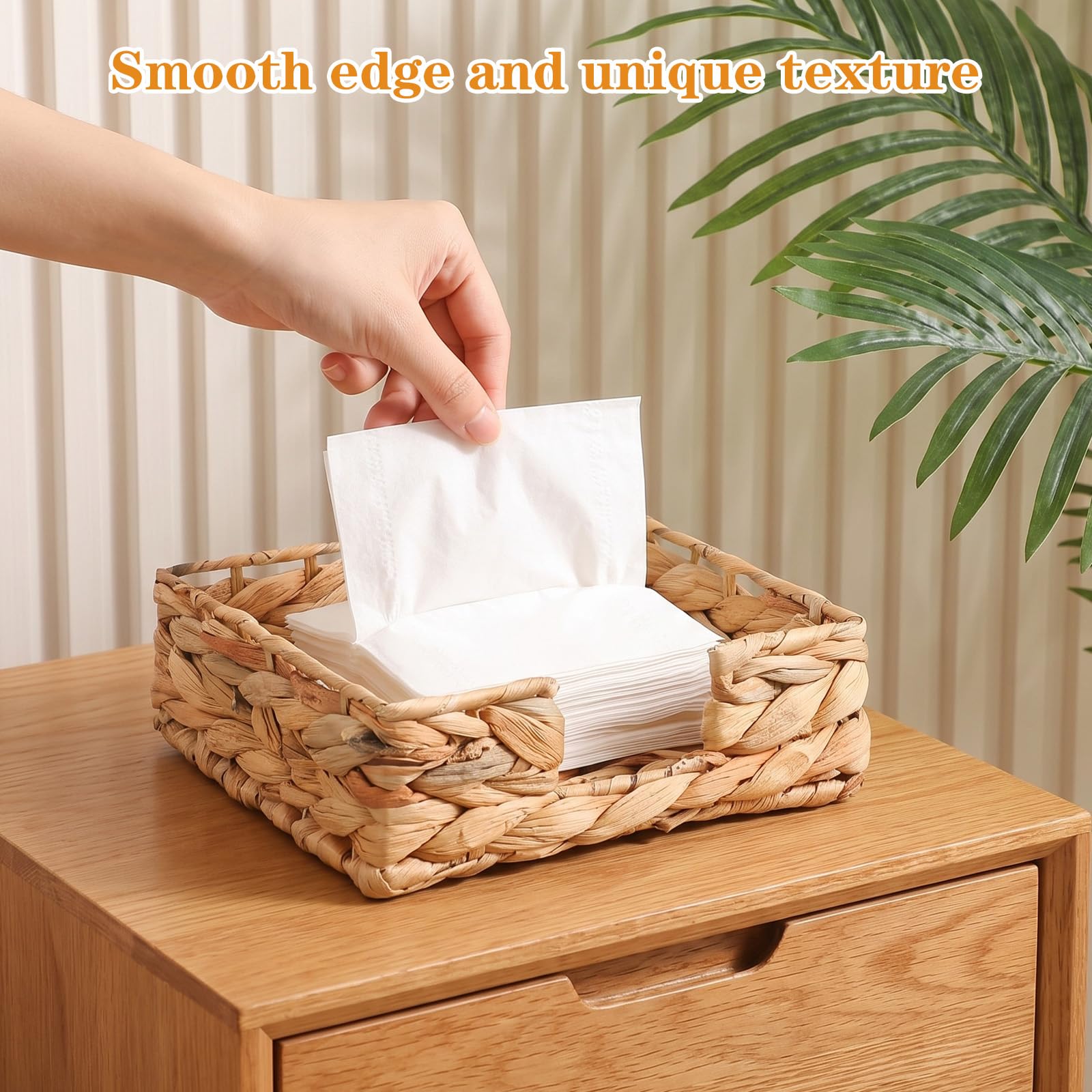 2 Pcs Water Hyacinth Napkin Holder Set - 7.3 x 7.3 x 2.4 Inches thumbnail