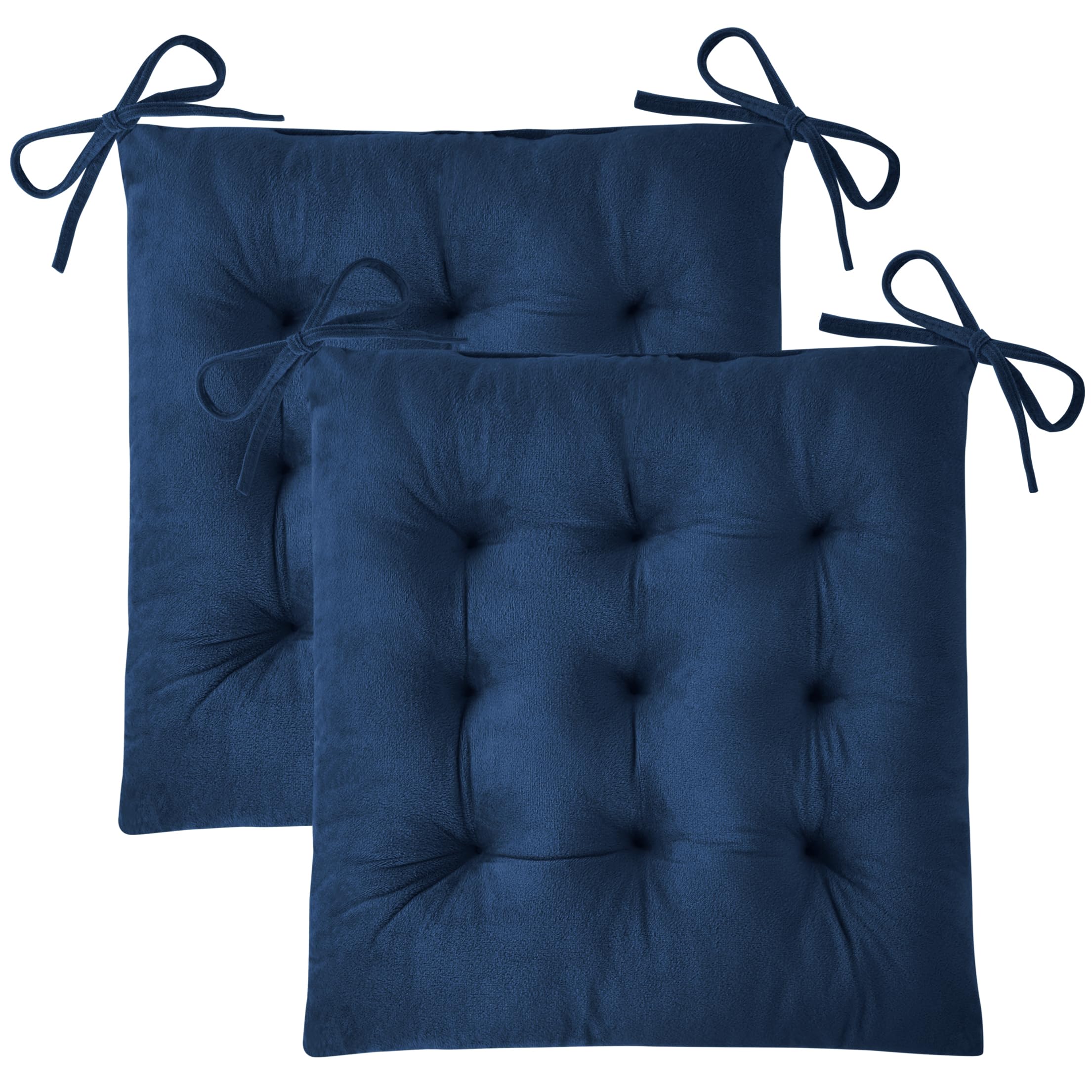 Kitchen Chair Cushions Set of 4 with Ties 15.5"x15.5" Navy thumbnail