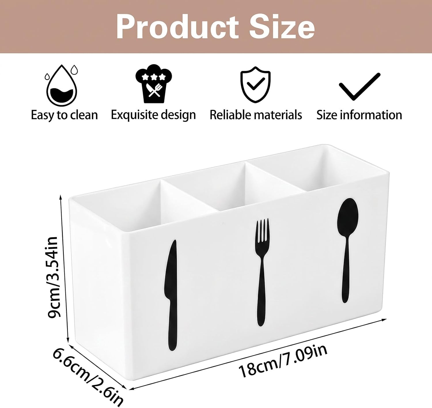 Thinp Plastic Silverware Holder Countertop,3 Section Plastic Utensil Holder thumbnail