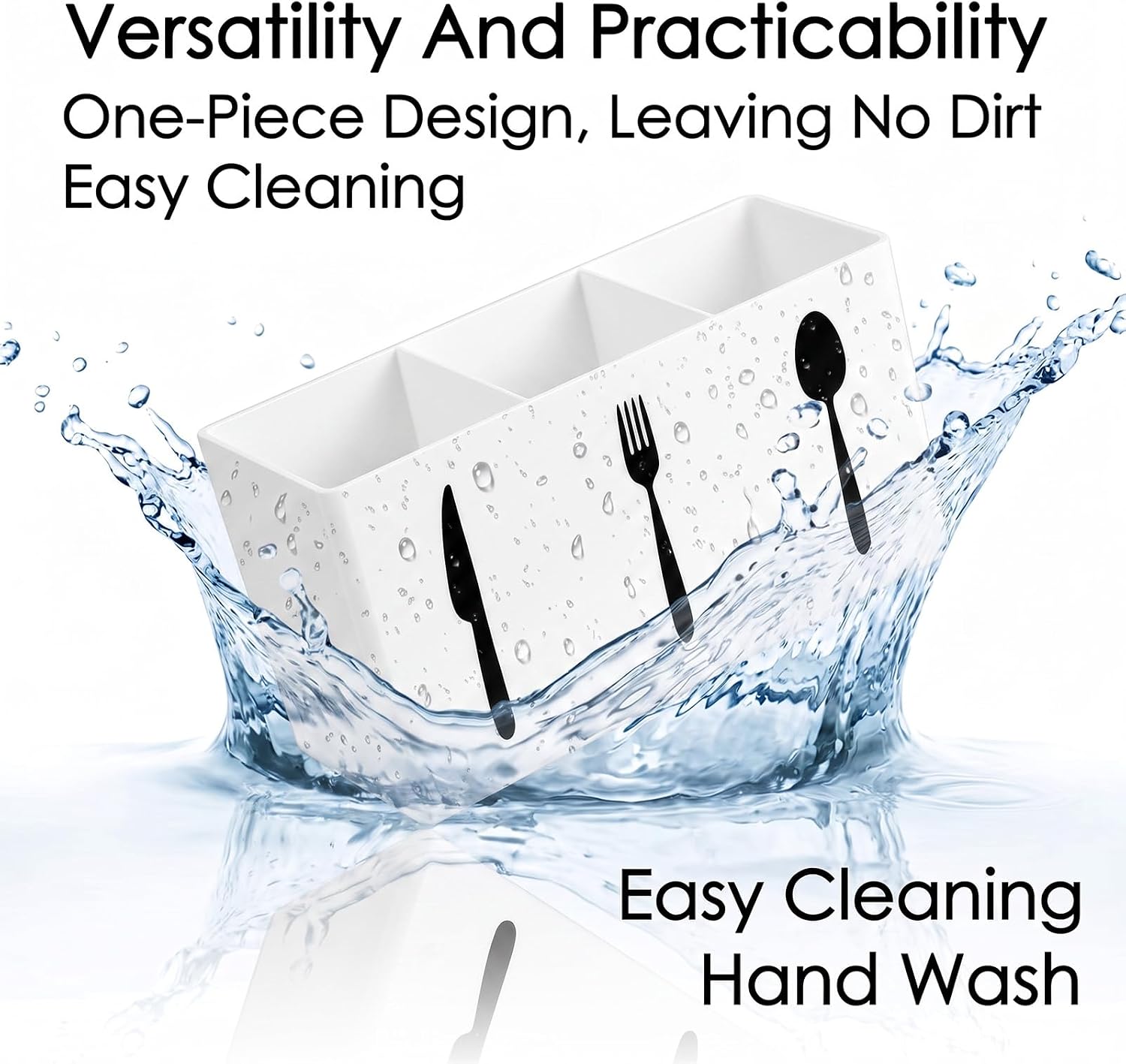 Thinp Plastic Silverware Holder Countertop,3 Section Plastic Utensil Holder thumbnail