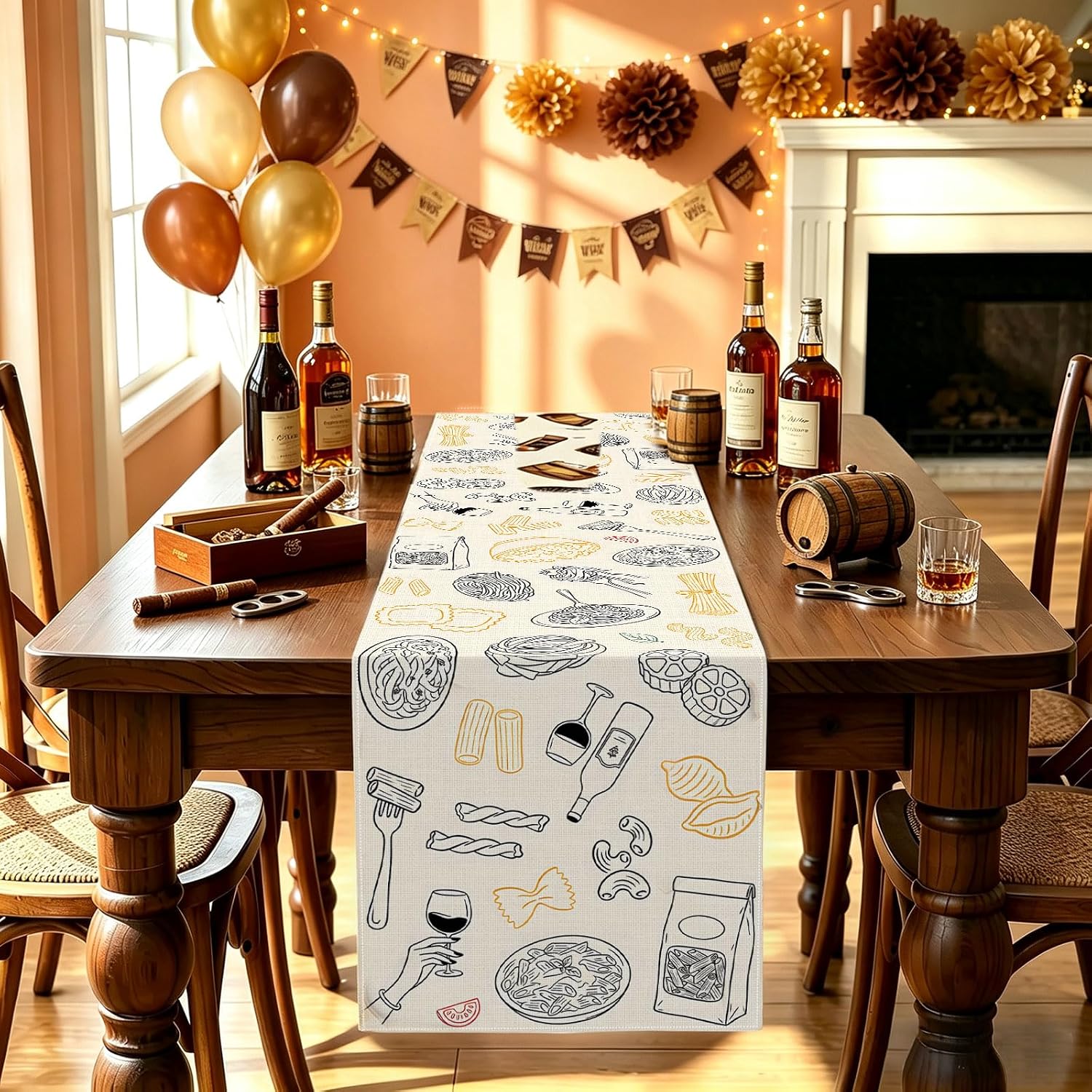 Hafangry Italian Pasta Table Runner Spaghetti Noodle Food Party Decoration thumbnail