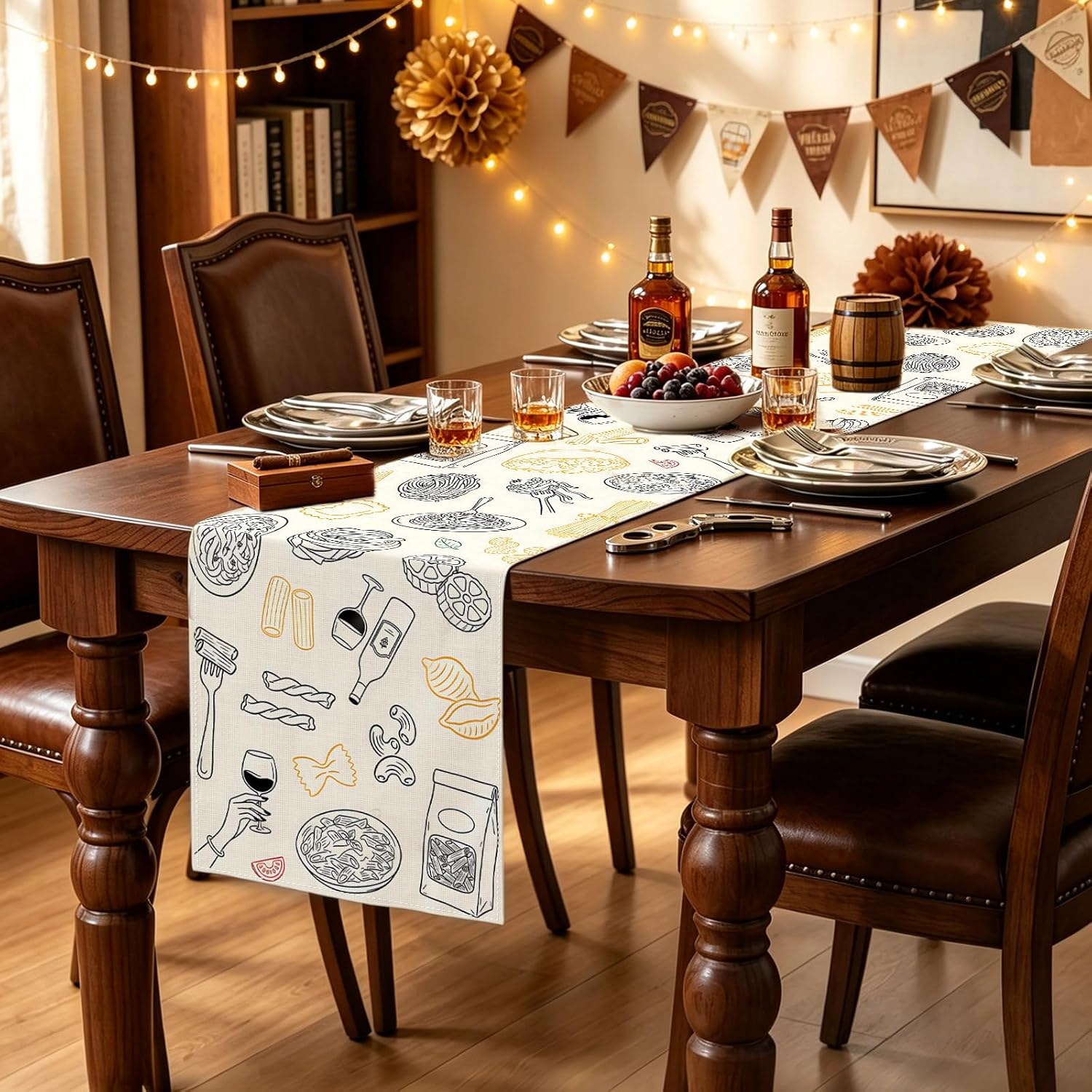Hafangry Italian Pasta Table Runner Spaghetti Noodle Food Party Decoration thumbnail