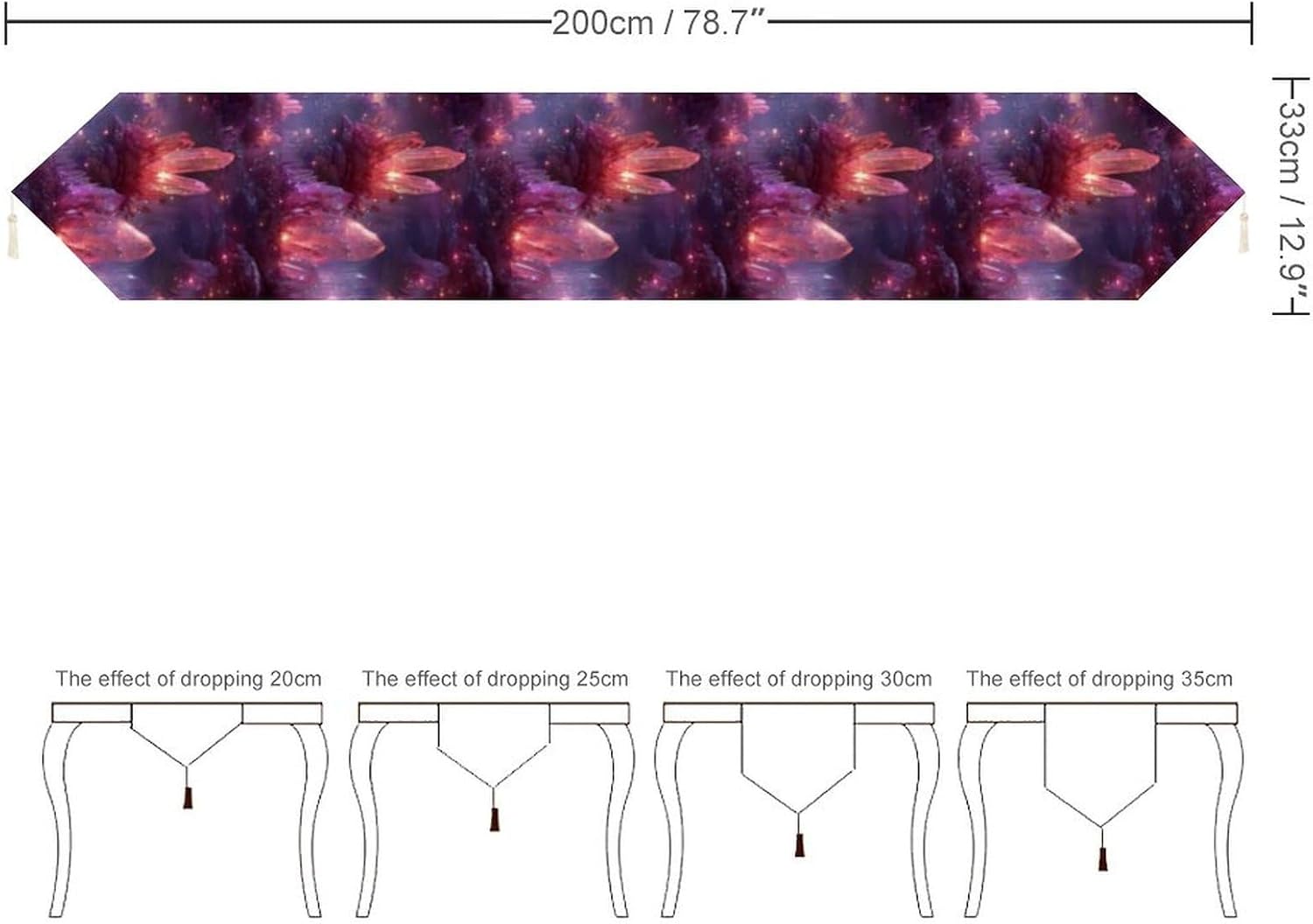 Ethereal Crystal Soft Table Runner with Tassels Farmhouse 200*33cm thumbnail