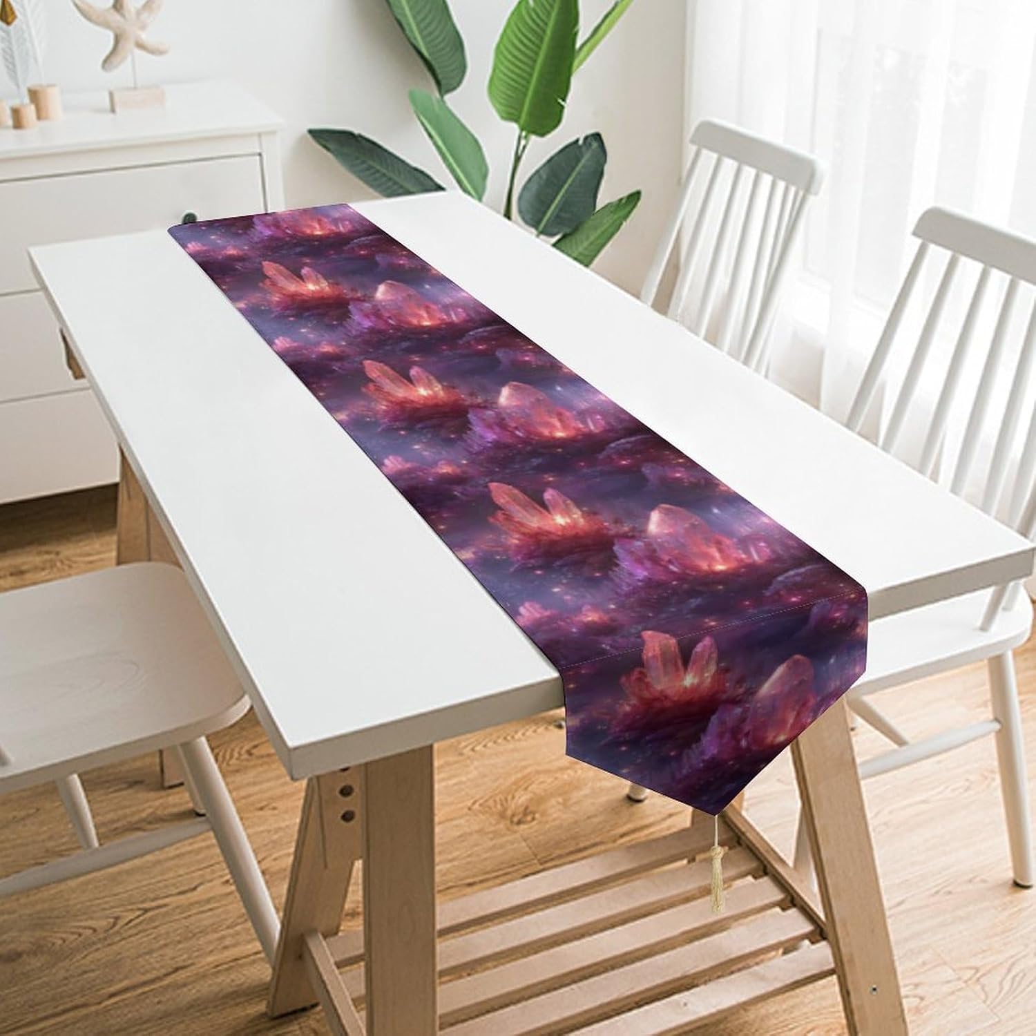 Ethereal Crystal Soft Table Runner with Tassels Farmhouse 200*33cm thumbnail