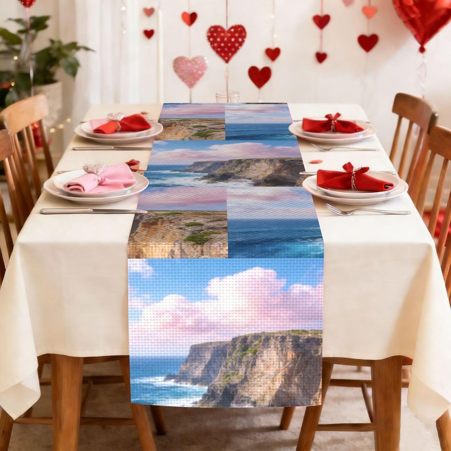 Cliffs & Ocean Print Table Runner 13x72in Table Decoration thumbnail